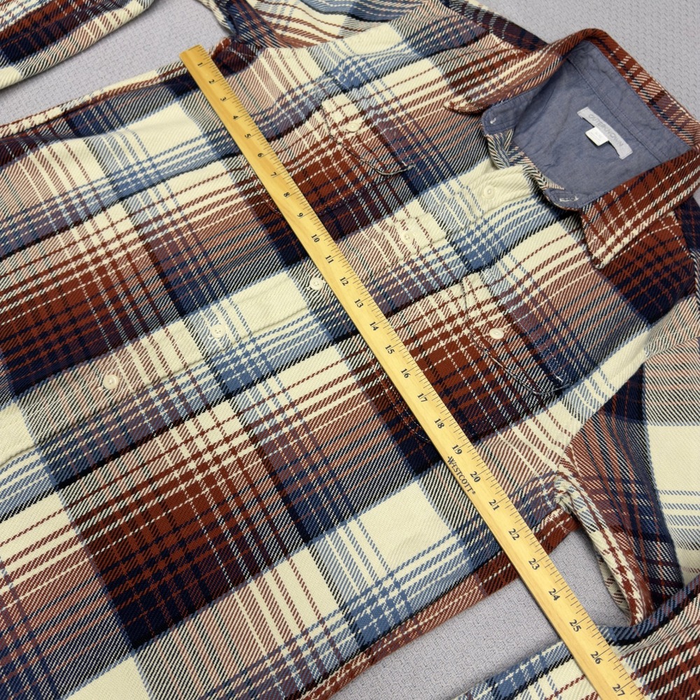 Outerknown Blanket Shirt Mens XL Organic Cotton Plaid Button Down Brown Blue - Picture 6 of 7